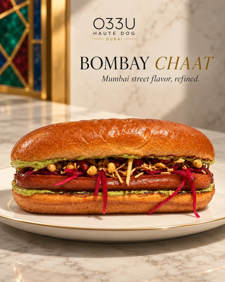 Bombay Chaat hot dog from O33U Haute Dog