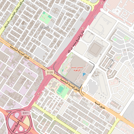 Street map around Al Zahia Winter Garden in Sharjah